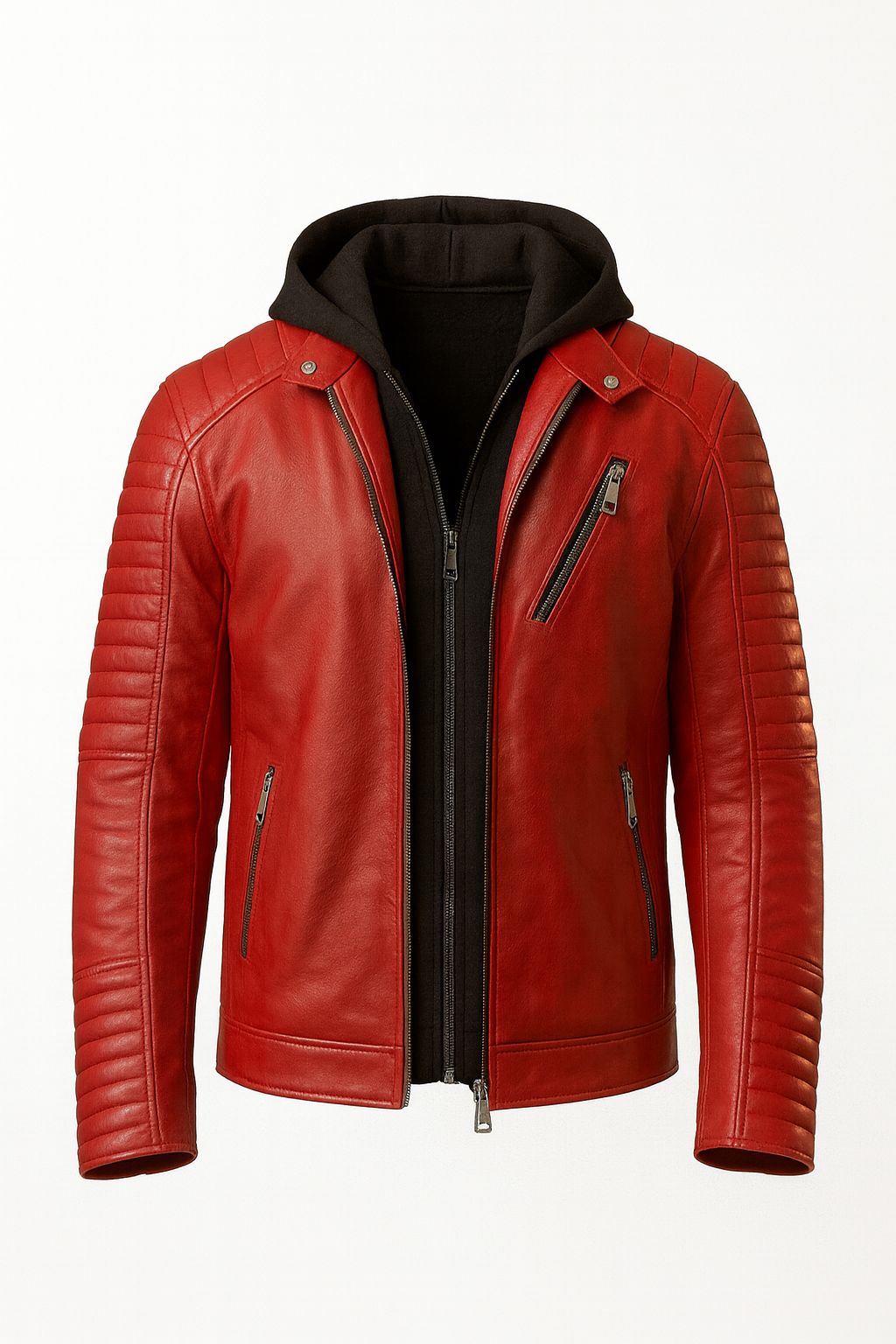 VAKI DUAL LAMB LEATHER JACKET CUM HOODIE