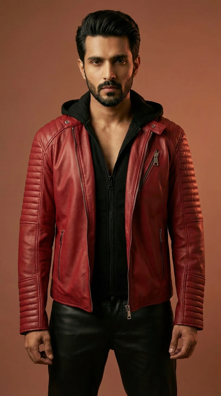 VAKI DUAL LAMB LEATHER JACKET CUM HOODIE
