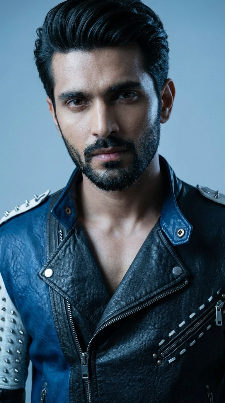 VAKI STUDDED CONTRAST LEATHER JACKET